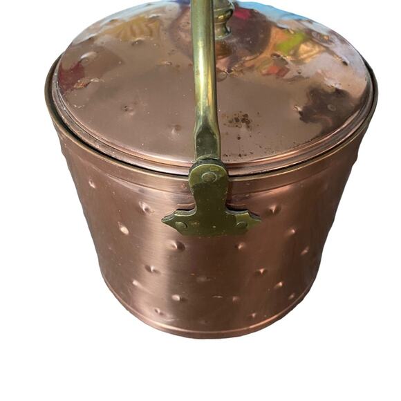 Colonial Virginia Handmade Copper Brass Ice Bucket Pyrex Reflective Insert - Picture 3 of 10